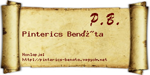 Pinterics Benáta névjegykártya